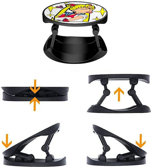 Koupakoupa Pop Socket for Mobile Phone Sailor Moon Phone Holders Stand Stand Mobile Support Base In Hand Black