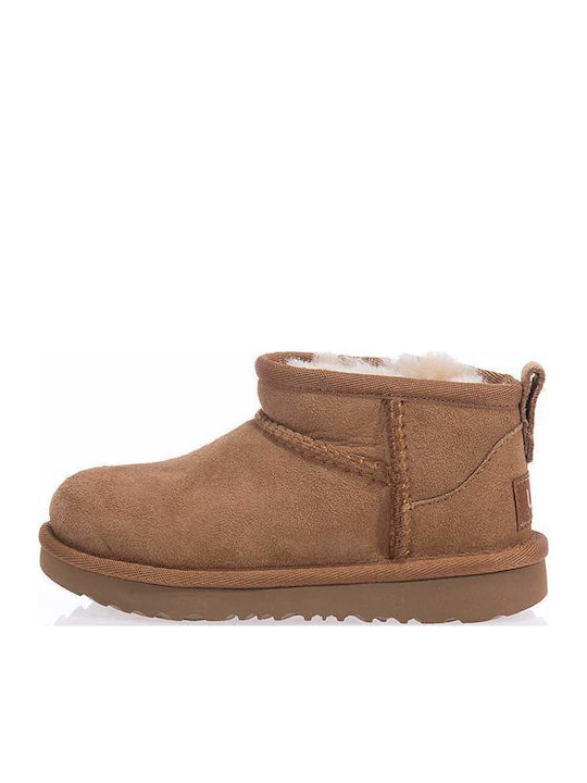 Classic Ghete Copii din Suede cu Fermuar Tabac maro