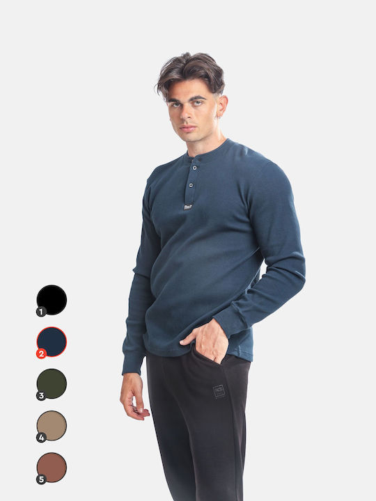 Paco & Co Men's Long Sleeve Blouse with Buttons Navy Blue