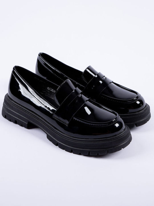 Siamoshoes Patent Leather Women's Moccasins in Black Color