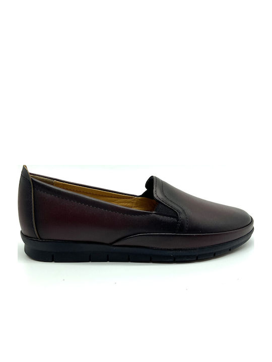 Ανατομικά Γυναικεία Slip-On Δερμάτινα Μπορντό