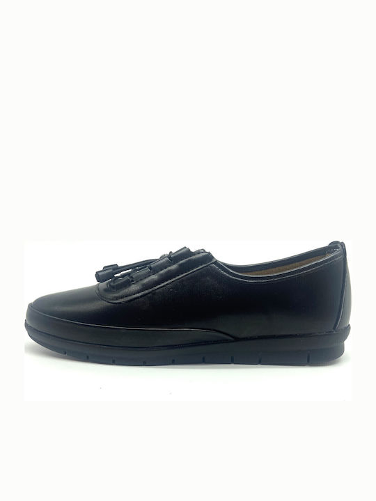Anatomische Damen Slip-Ons Leder Schwarz