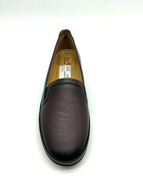 Ανατομικά Γυναικεία Slip-On Δερμάτινα Μπορντό