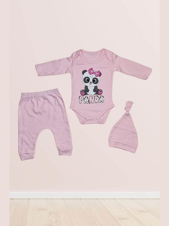 Poli Foni Baby Bodysuit Set with Pants Pink