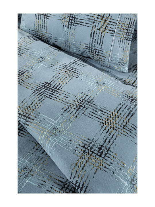 Guy Laroche Duvet Cover Set Flannel Queen with 2 Pillowcases 225x245 Flannel Mezzo Blue