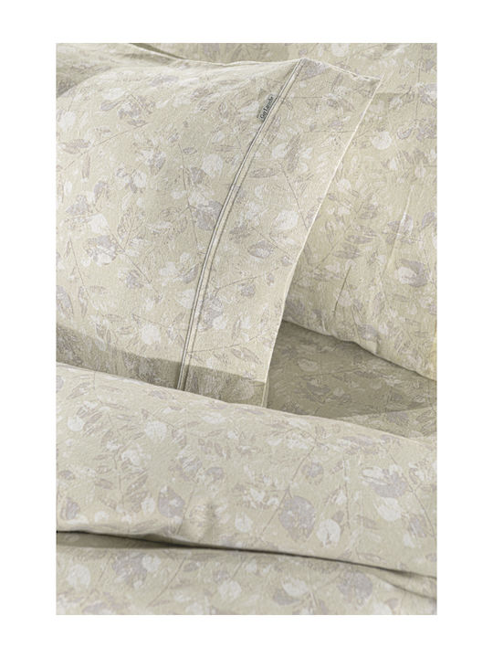 Guy Laroche Duvet Cover Set Cotton Queen with 2 Pillowcases 225x245 Flannel Eloide Natural
