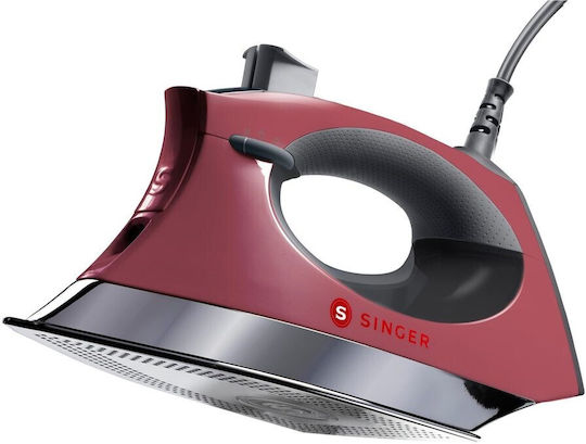 Singer Dampfbügeleisen 1700W mit Edelstahlsohle und kontinuierlicher Dampfabgabe 17g/min Red/Gray