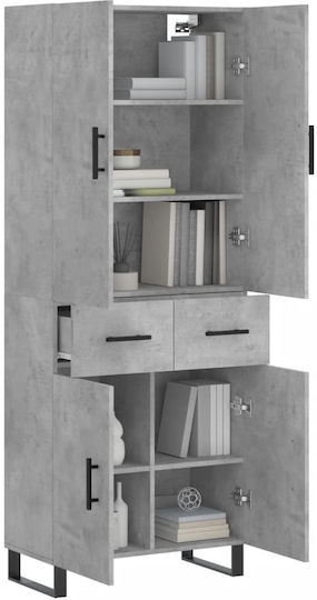 Büroaufbewahrungsschrank Holz Grau 69,5x34x180cm