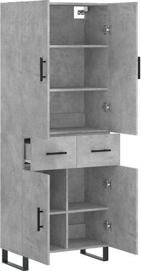 Büroaufbewahrungsschrank Holz Grau 69,5x34x180cm