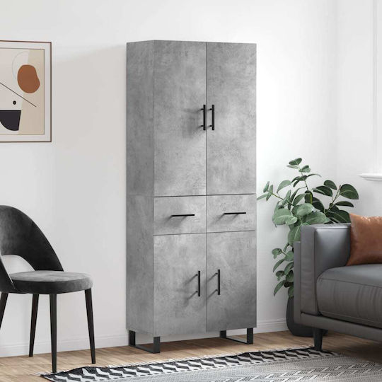 Büroaufbewahrungsschrank Holz Grau 69,5x34x180cm