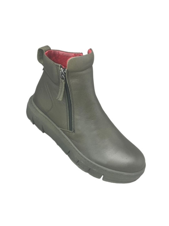 Smart Steps Leder Damen Knöchelstiefel Khaki