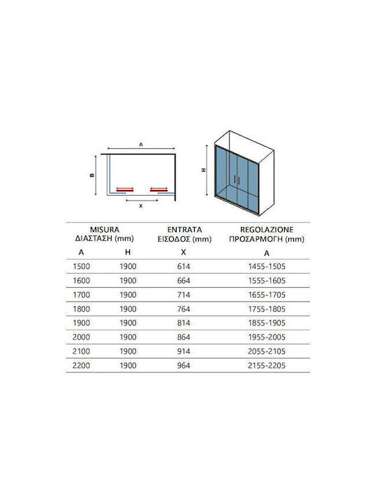 Karag Flora 600 Διαχωριστικό Ντουζιέρας με Συρόμενη Πόρτα 180x190cm Satine Nero