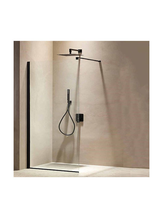 Tema Διαχωριστικό Ντουζιέρας 80x195cm Clear Glass Black