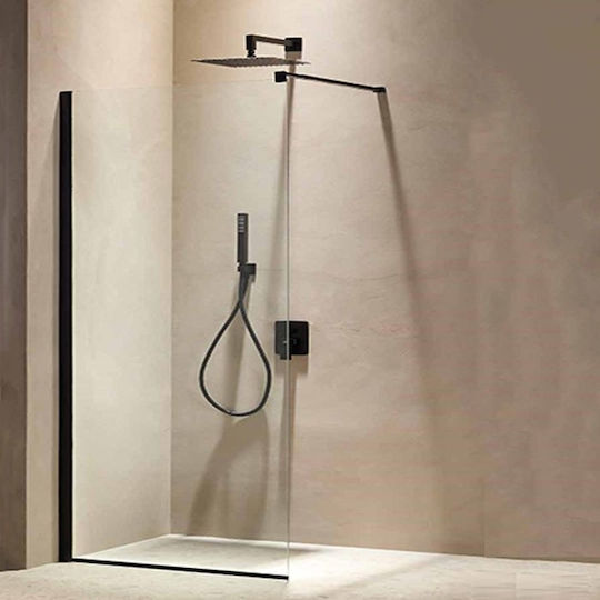 Tema Διαχωριστικό Ντουζιέρας 90x195cm Clear Glass Black