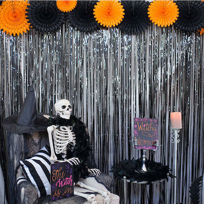 Fiestas Guirca Curtain for Party Halloween in Black color