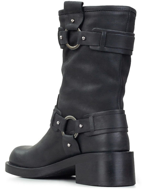 Leder Stiefeletten Damen Schwarz