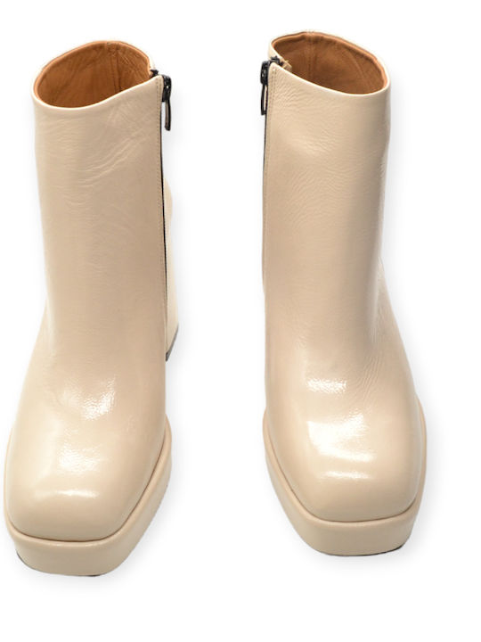 Hawkins Premium Leder Damen Knöchelstiefel Beige