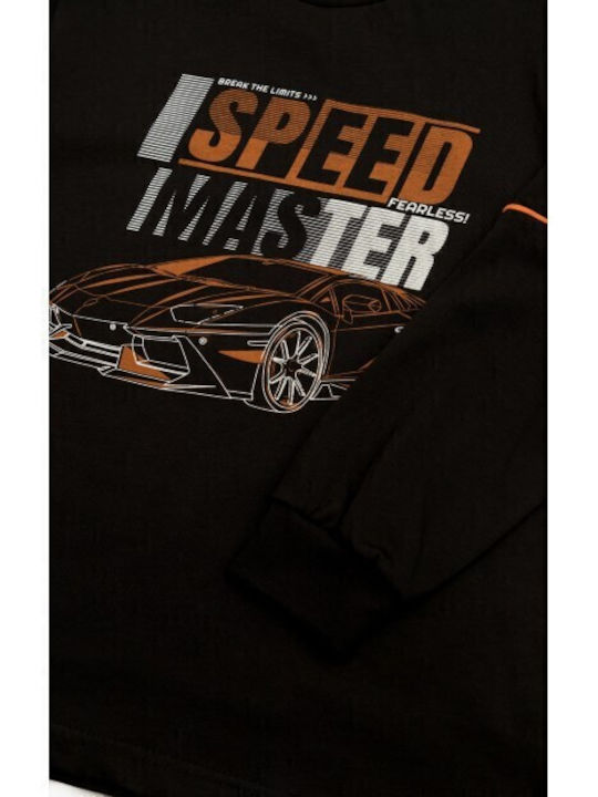 Minerva Παιδική Πιτζάμα Χειμωνιάτικη Μαύρο SPEED MASTER