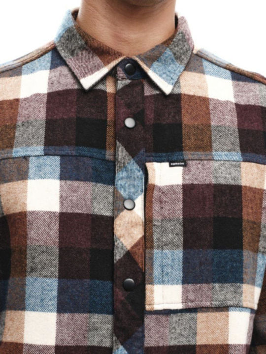 Overshirt Long-sleeved Flannel Shirt Checked Blue/Wine