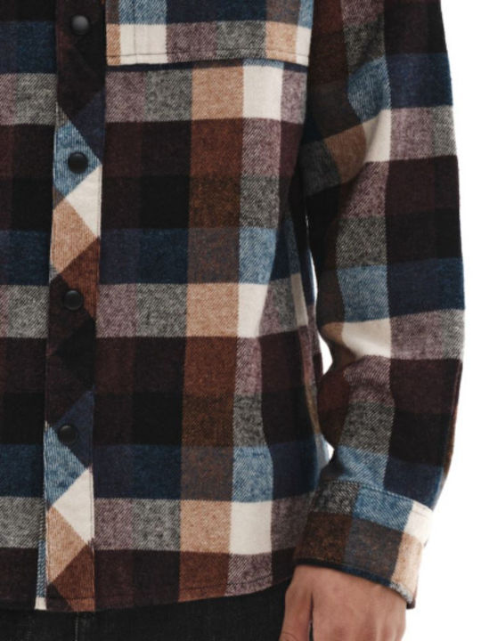 Overshirt Long-sleeved Flannel Shirt Checked Blue/Wine