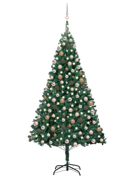 Τεχνητό Christmas Green Tree with Metallic Base and LED Lighting H240cm