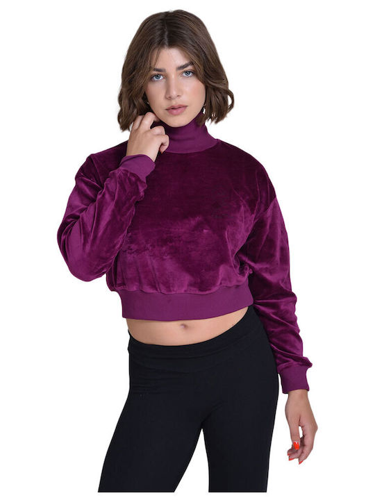 Target Women's Crop Top Cotton Turtleneck Long Sleeve Purple