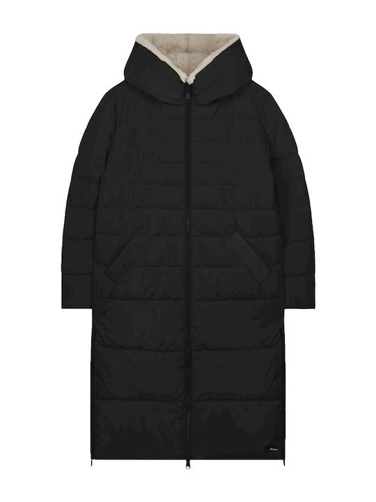 Women's Long Puffer Jacket for Winter Black