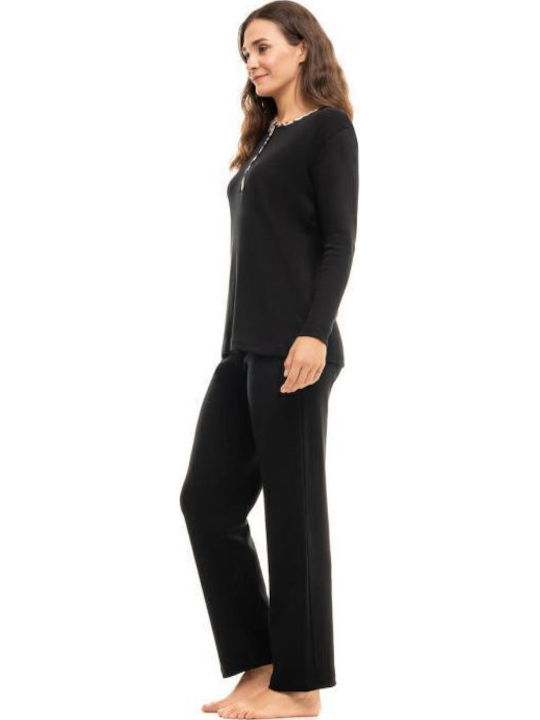 Cherry Winter Damen Pyjama-Set Schwarz