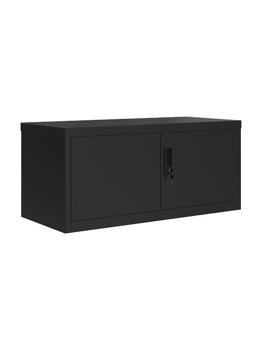 Office Storage Metal Closet with Lock Black L90xW40xH40cm