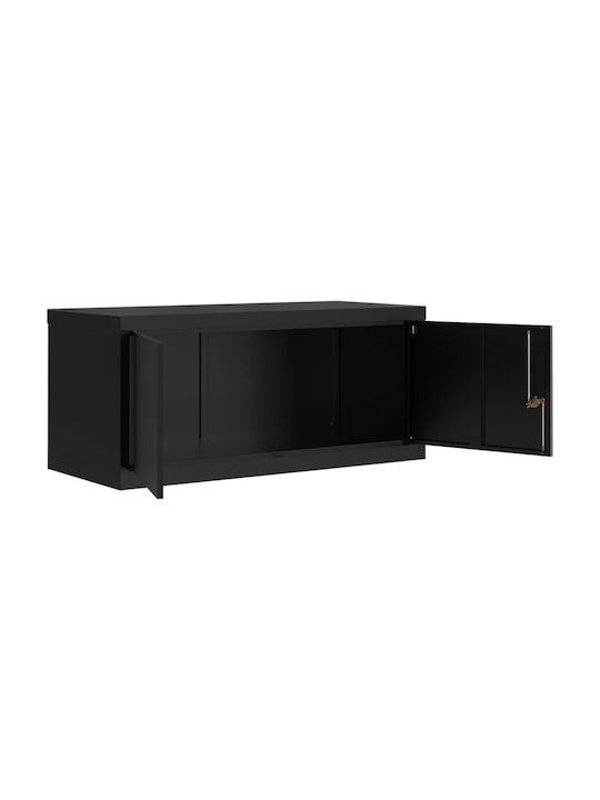 Office Storage Metal Closet with Lock Black L90xW40xH40cm