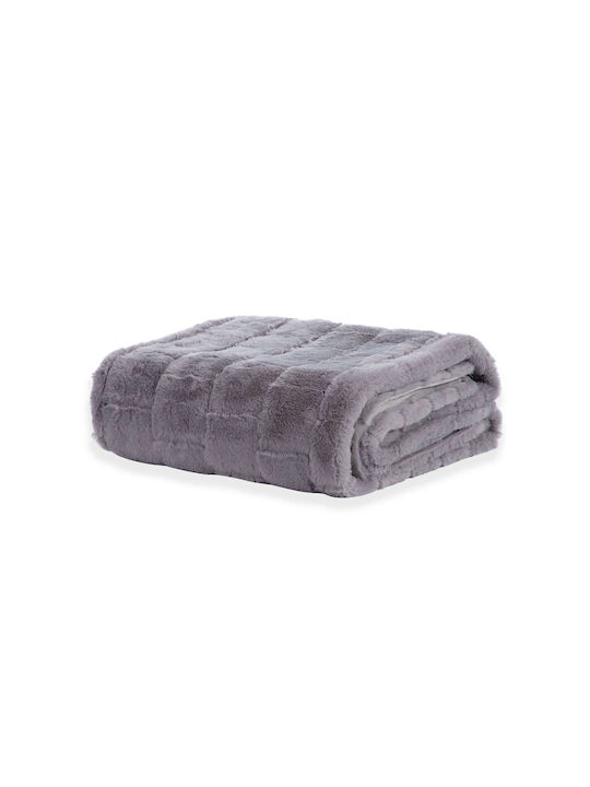 Nef-Nef Homeware Rabbit Furry Blanket Sofa 140x190cm Barlow Gray