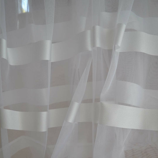 Saray Home Κουρτίνα με Τρέσα Λευκή 280x300εκ.