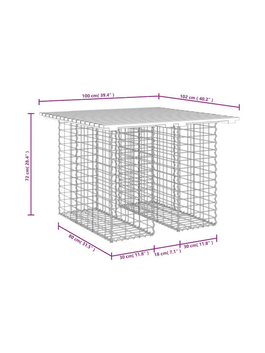 Masa pentru spații exterioare Lemn cu schelet metalic CAFE 100x102x72buc