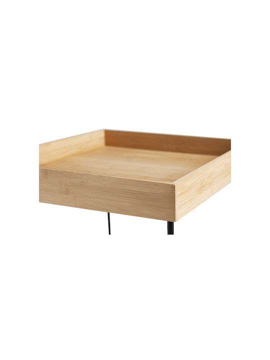 Day Auxiliary Outdoor Free Standing Table with Bamboo Surface and Metal Frame Natural 40x40x50cm