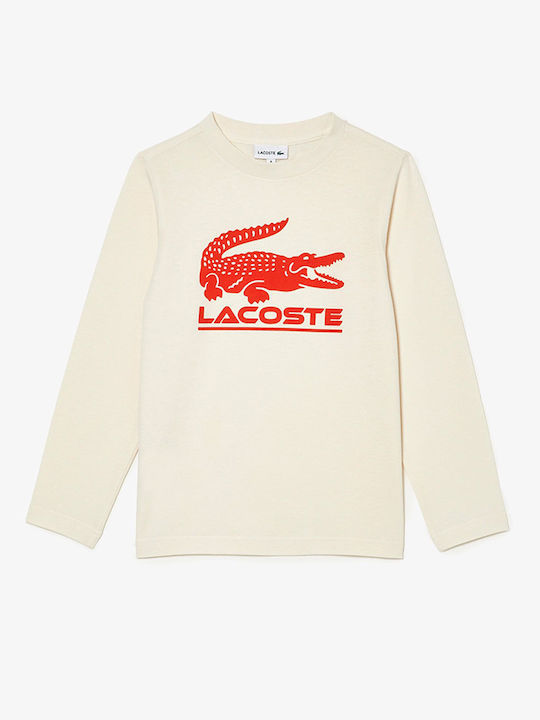 Lacoste Bluză pentru copii Cu mâneci lungi Ecru