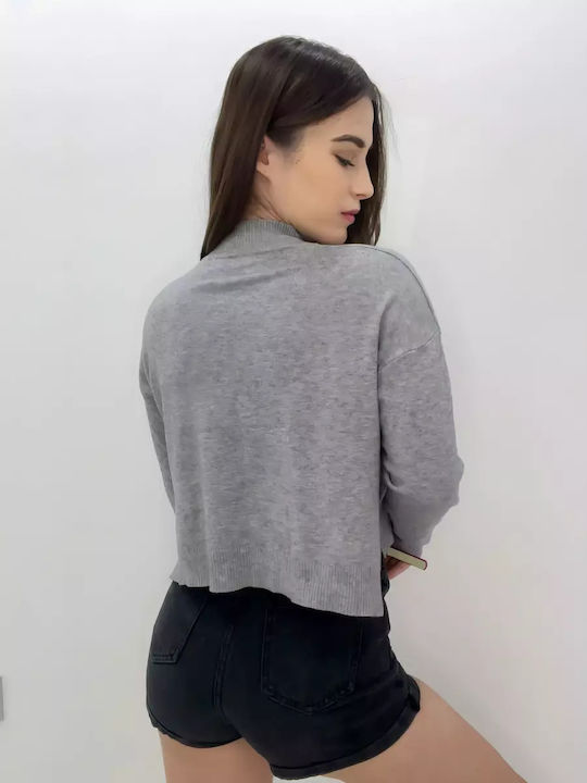 Women's Crop Top Long Sleeve Gray