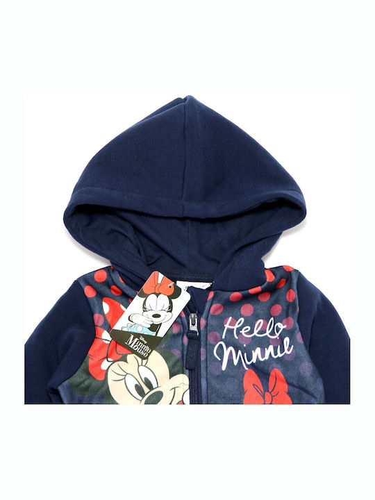 Kids Sweatshirt Cardigan with Hood Navy Blue Minnie Mouse