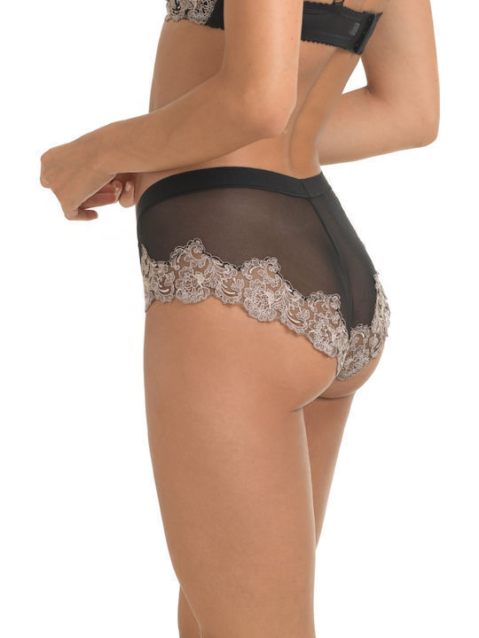 Miss Rosy Damen Slip Nahtlos mit Spitze Schwarz