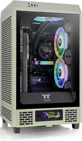 Thermaltake The Tower 200 Snow Mini Chassis Гейминг Мини кула Компютърна кутия със страничен прозорец Matcha Green