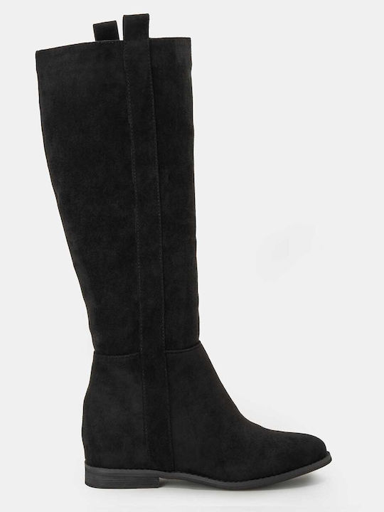 Bozikis Wildleder Damenstiefel Schwarz