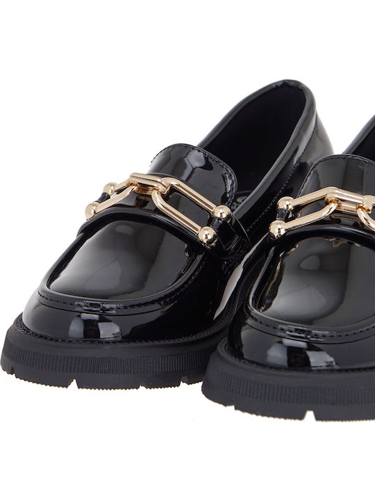 Girls Patent Leather Slip-On Moccasins Black