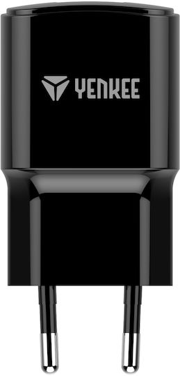 Yenkee Φορτιστής με Θύρα USB-A και Καλώδιο Lightning 12W Μαύρος (YAC 4600)