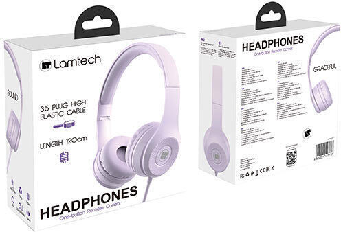 Lamtech Extra Bass Stereo Ενσύρματα On Ear Ακουστικά Μωβ