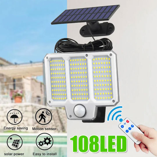 Factory LF-2501A Wall Mounted Solar Light 20W 300lm Cold White with Motion Sensor, Photocell and Remote Control 15cmx15cmx10cmcm