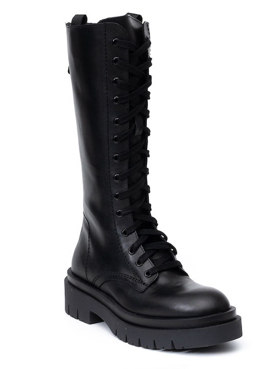 Philippe Lang Leather Women's Boots with Laces Black