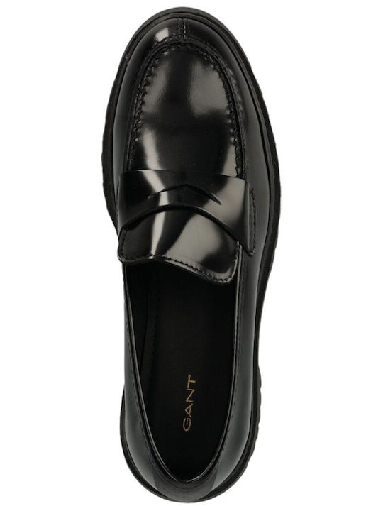 Aligrey Leather Women's Moccasins in Black Color
