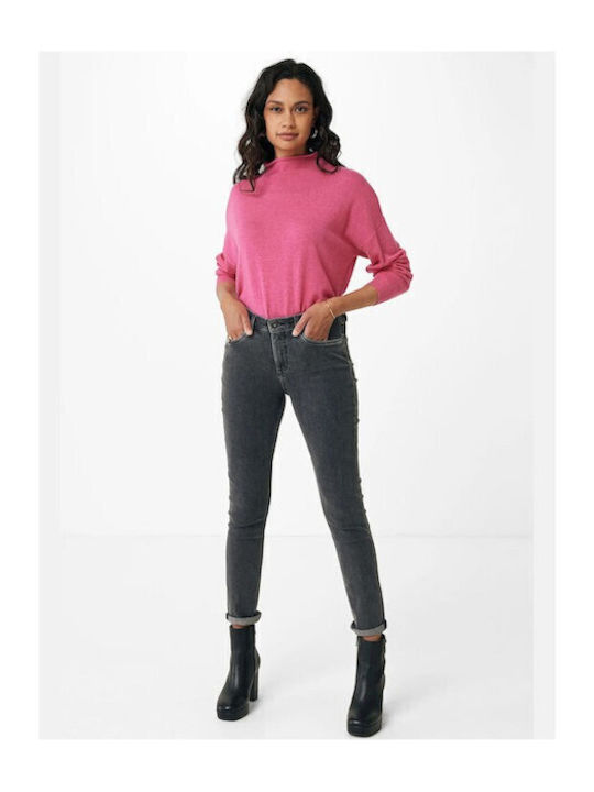 Women's Long Sleeve Sweater Turtleneck Fuchsia