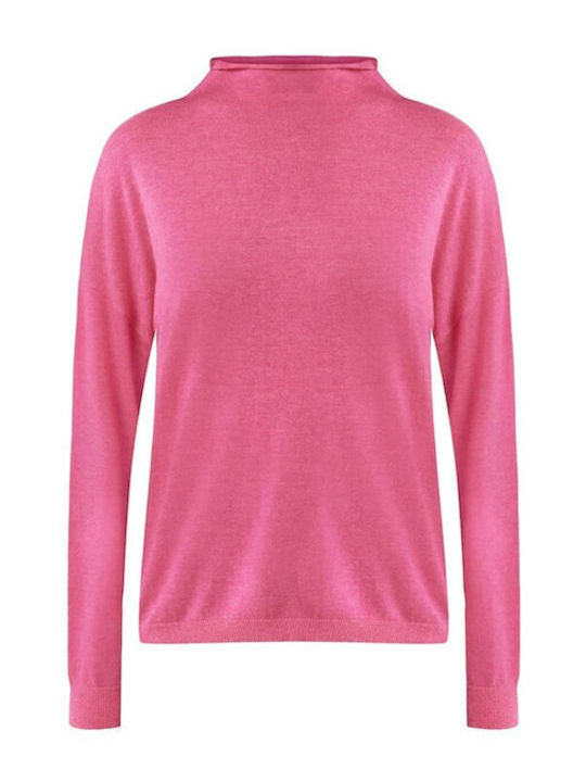 Women's Long Sleeve Sweater Turtleneck Fuchsia