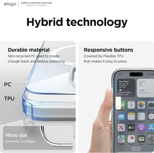Elago Magsafe Hybrid Clear Back Cover Σιλικόνης 1.2mm Διάφανο (iPhone 15 Pro)