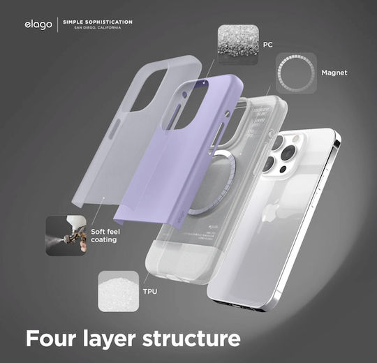 Elago Magsafe Glide Umschlag Rückseite Lila (iPhone 15 Pro)
